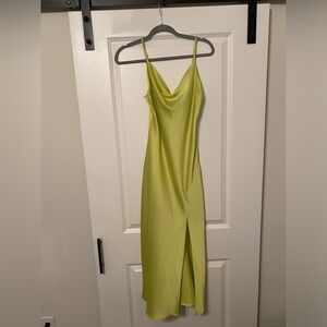 Lime Slip Maxi Dress with Side Slit